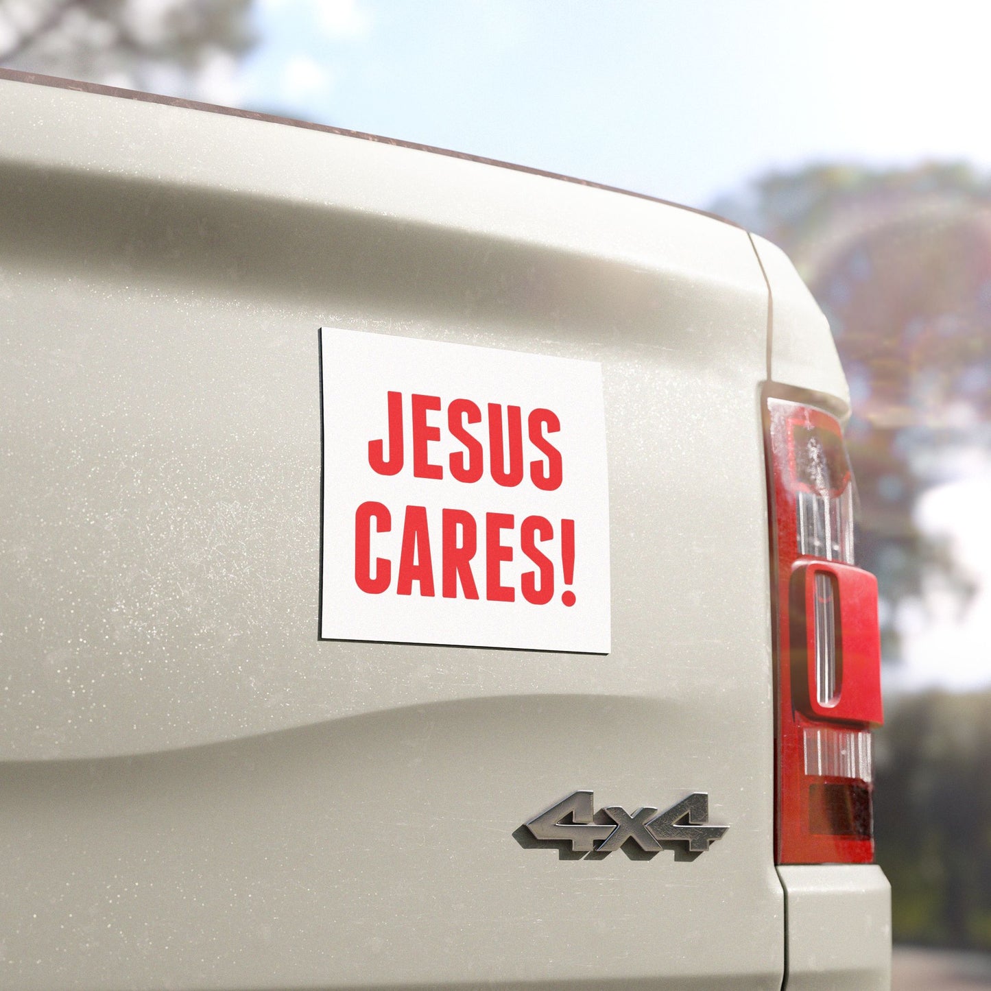 Inspirational Car Magnet - 'Jesus Cares!' Faith-Based Auto Decor
